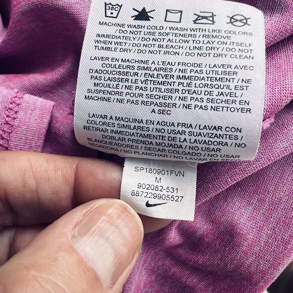 Nike Dri-Fit Pink Shirt Womens Medium Swoosh Logo Activewear Workout Running Gym - Picture 12 of 12